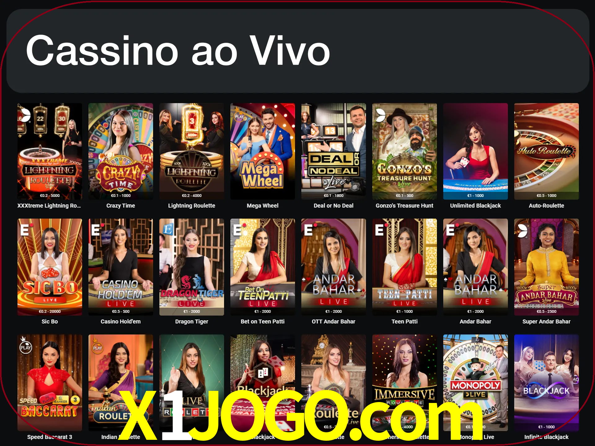 Jogue jogos de cassino com um verdadeiro dealer.