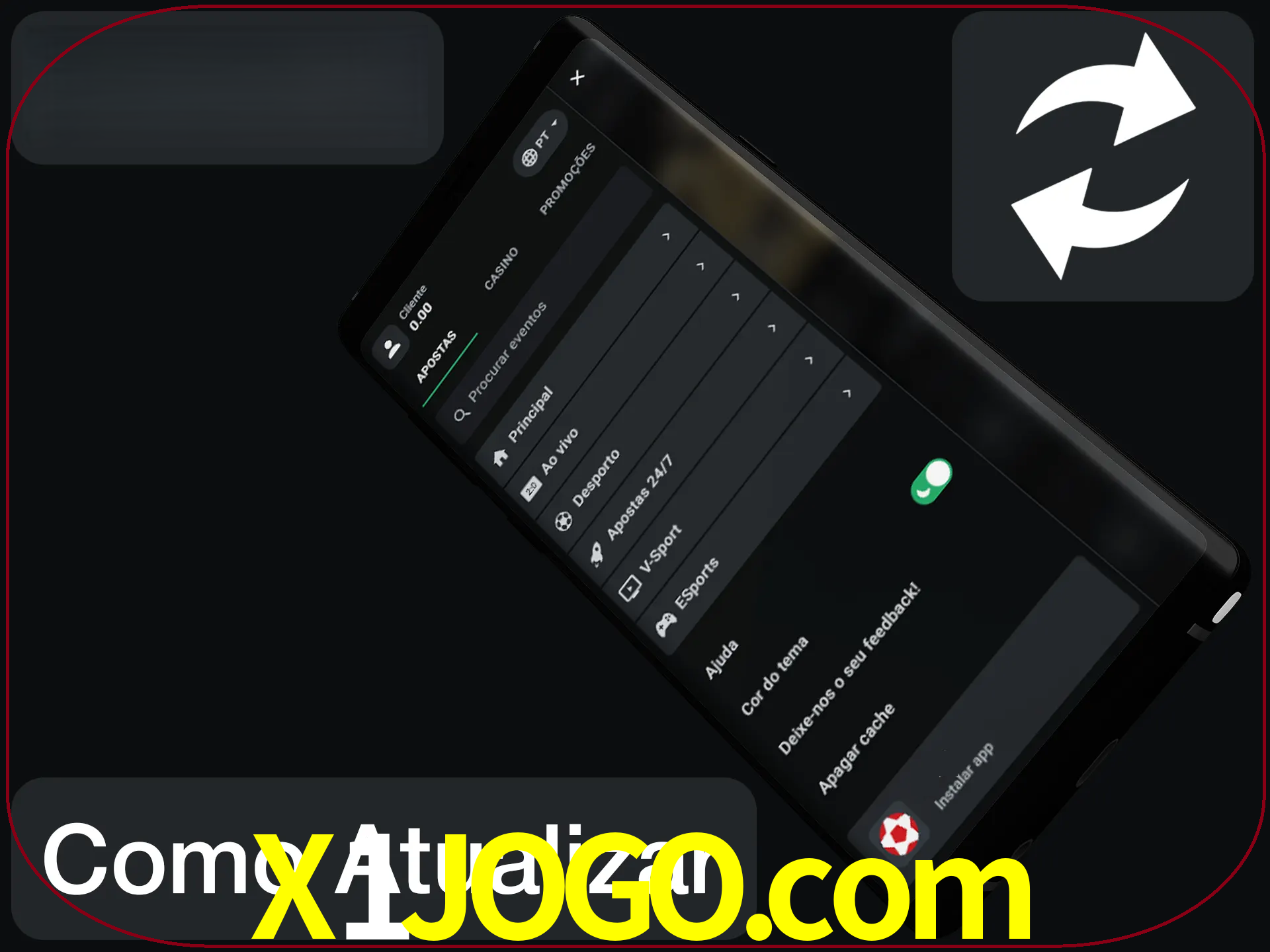 O aplicativo é atualizado automaticamente quando você faz o login.