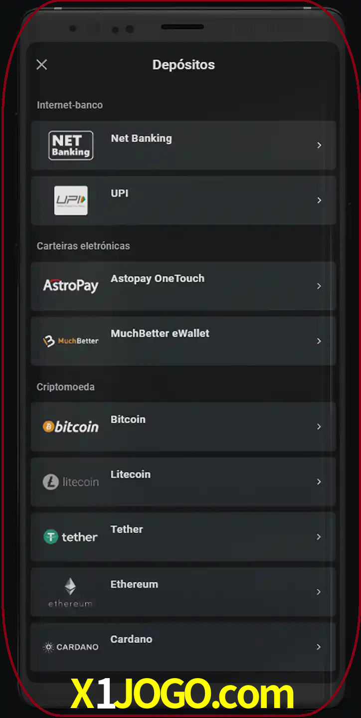 Você pode usar métodos alternativos de depósito.
